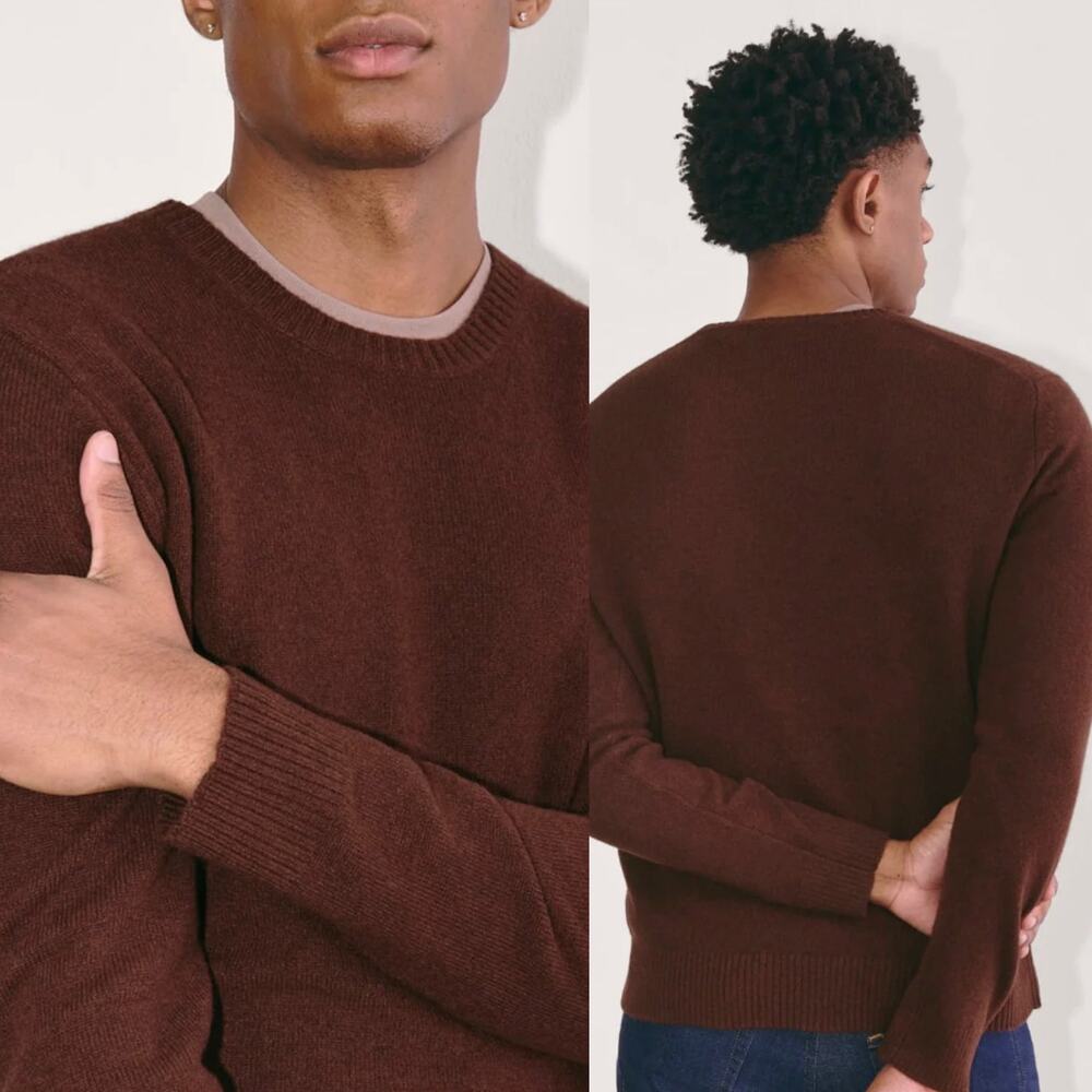 Everlane Men's The Premium Merino Crew Neck Sweater Heather Mahogany Medium New